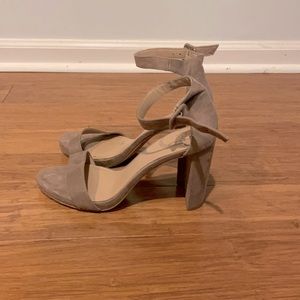 Nude suede heel